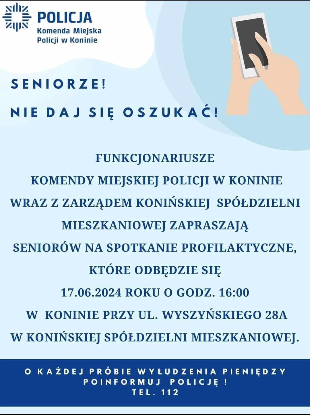 Jak ustrzec się przed oszustami? Spotkanie dla seniorów z konińską policją