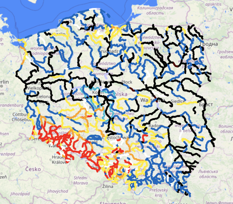 Stan wód w regionie konińskim. Niskie poziomy na Warcie i dopływach poniżej Jeziorska