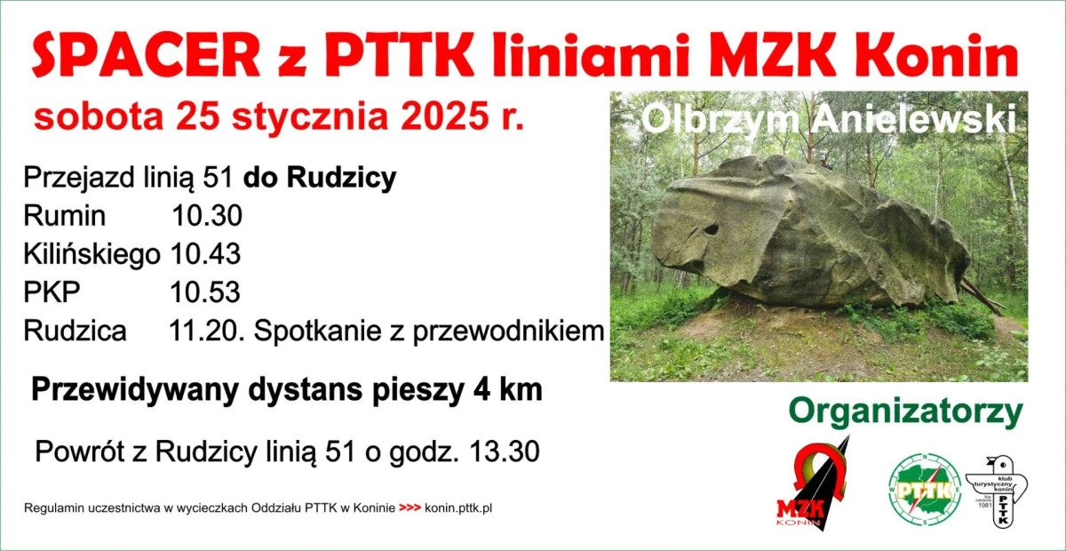 Wycieczka z PTTK Konin. Olbrzym Anielewski i krajobrazy Rudzicy