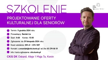 Zapisy na szkolenie "Projektowanie oferty kulturalnej dla seniorów"